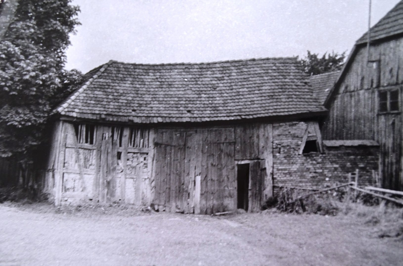 Zdjęcie 6. Niezachowany budynek gospodarczy, widok od strony pola, 1972 r.