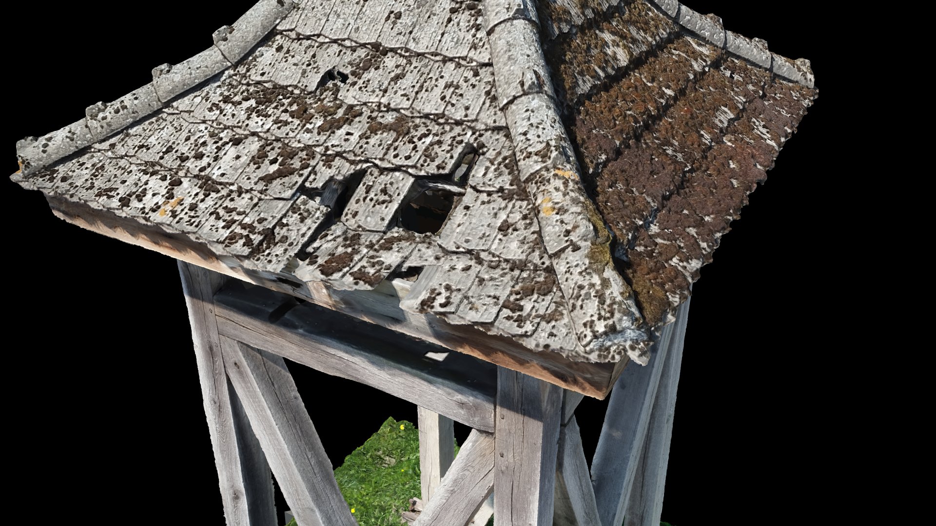 Figure 13. Digital model rendering – view of roof tile damages.