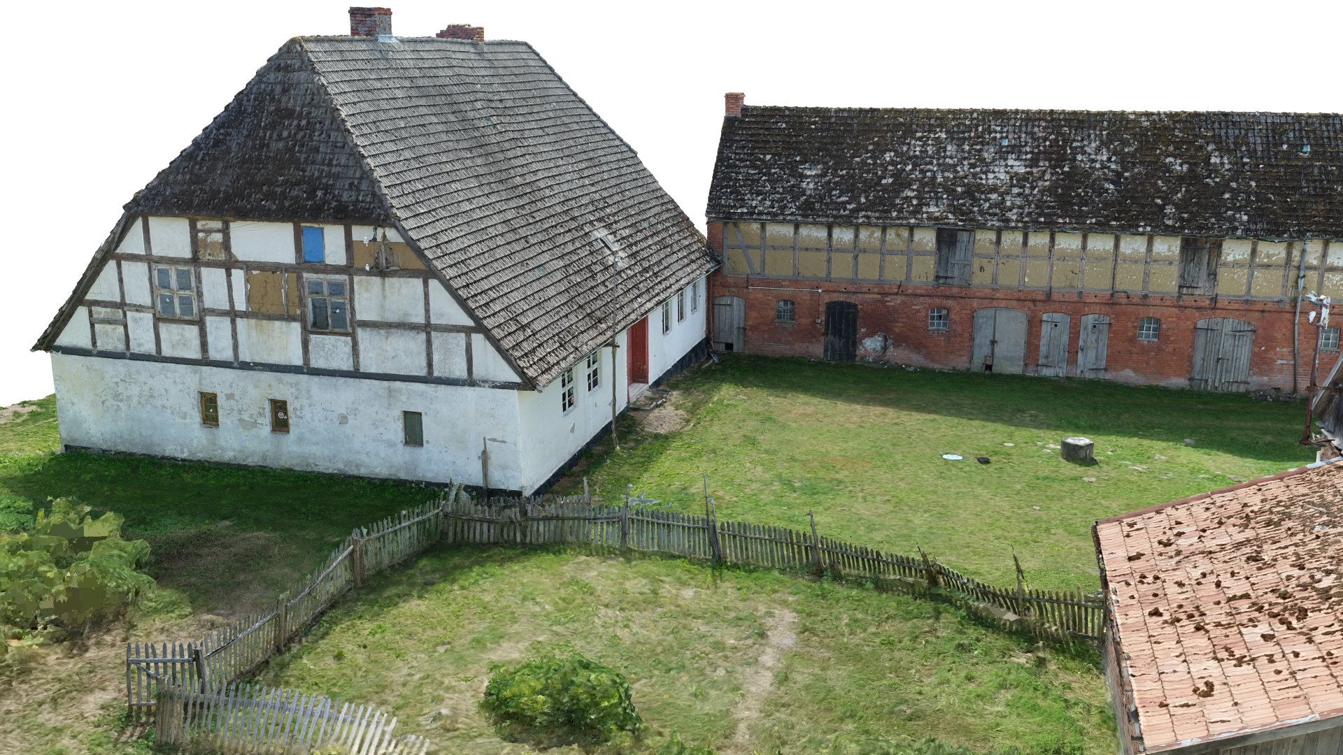 Figure 14. Digital model rendering – view of the cottage with the yard.